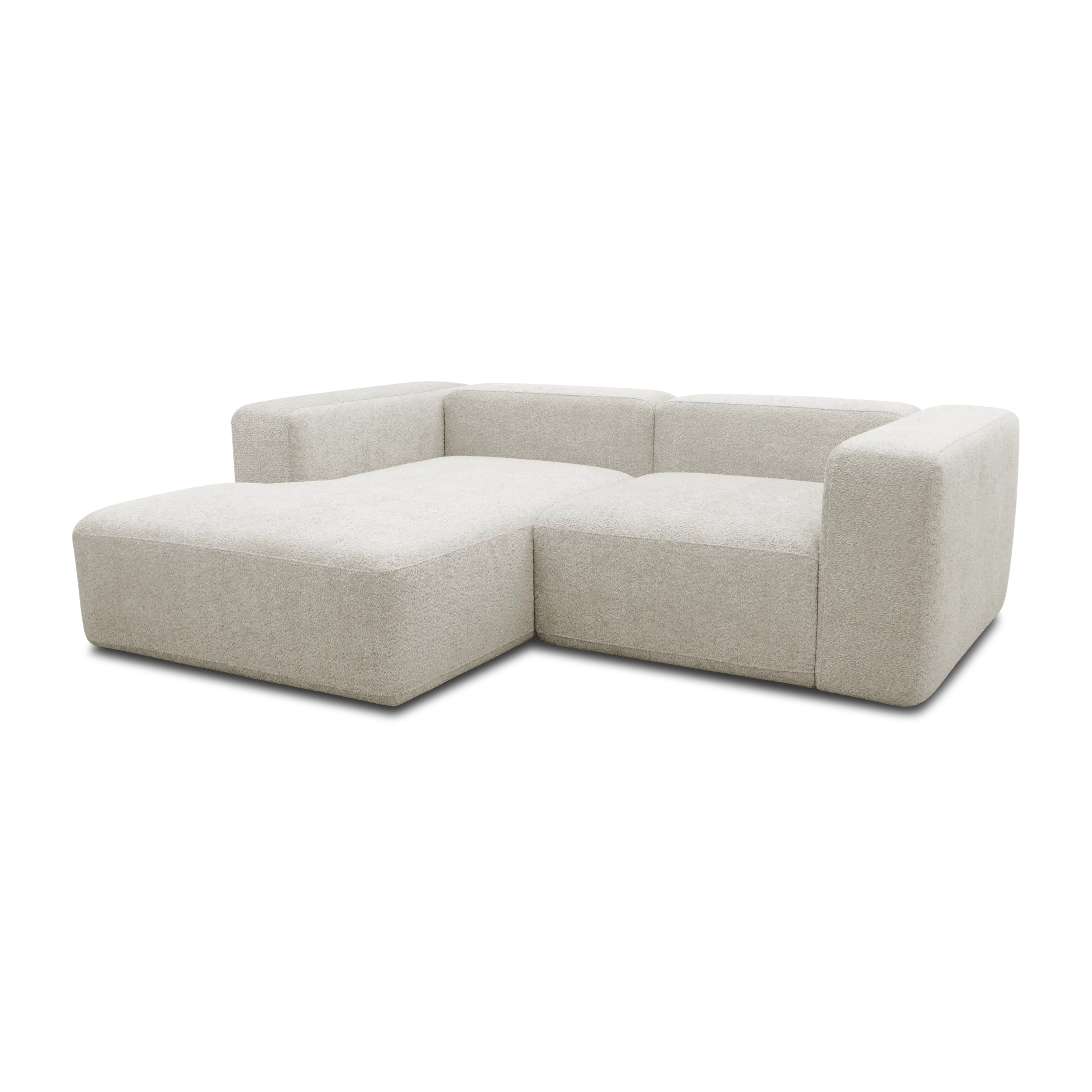 Ecksofa klein, Longchair links, Creme