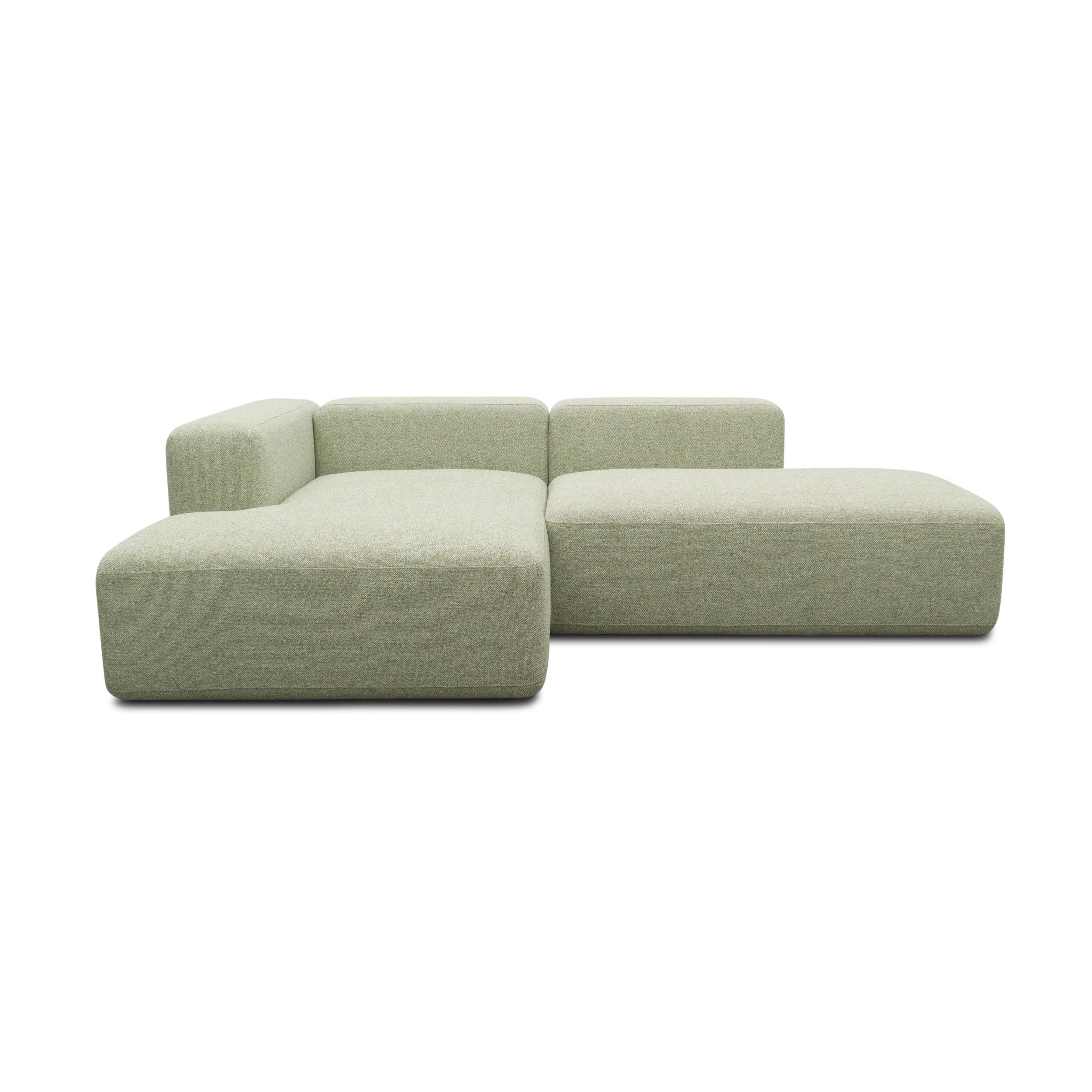 Ecksofa klein, offen, Creme-Grün