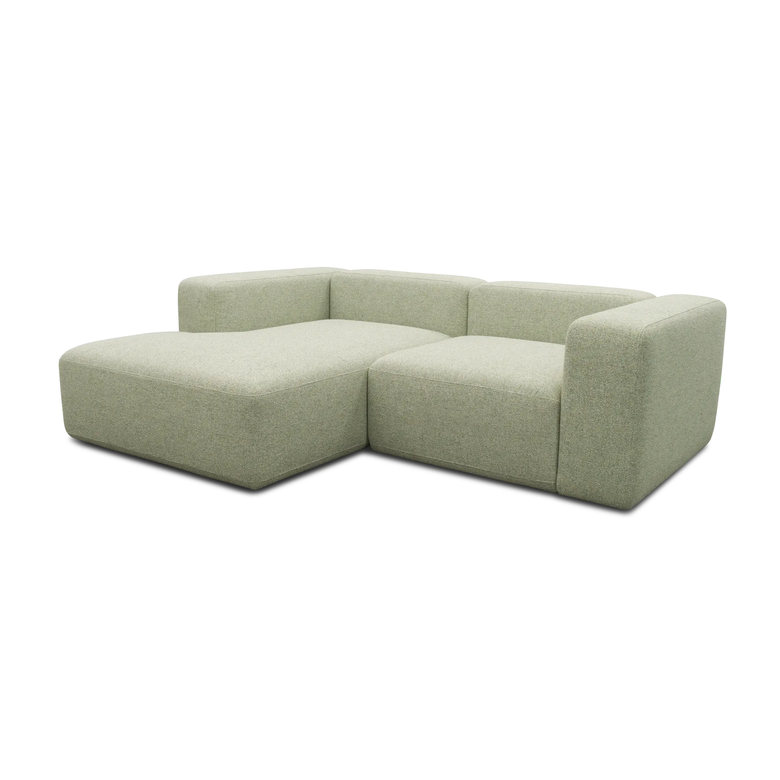 Ecksofa klein, Longchair links, Creme-Grün