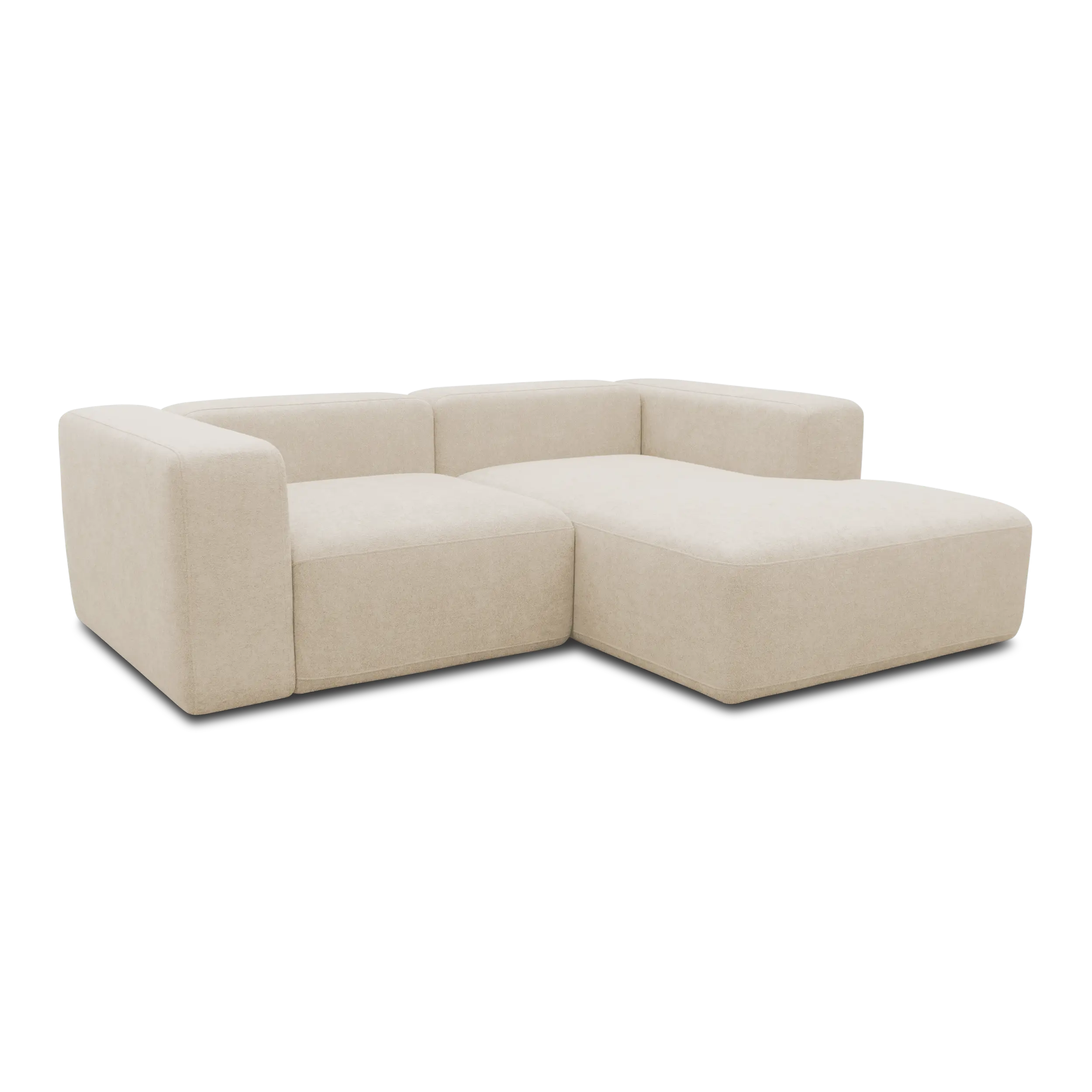 Ecksofa klein, Longchair rechts, Beige
