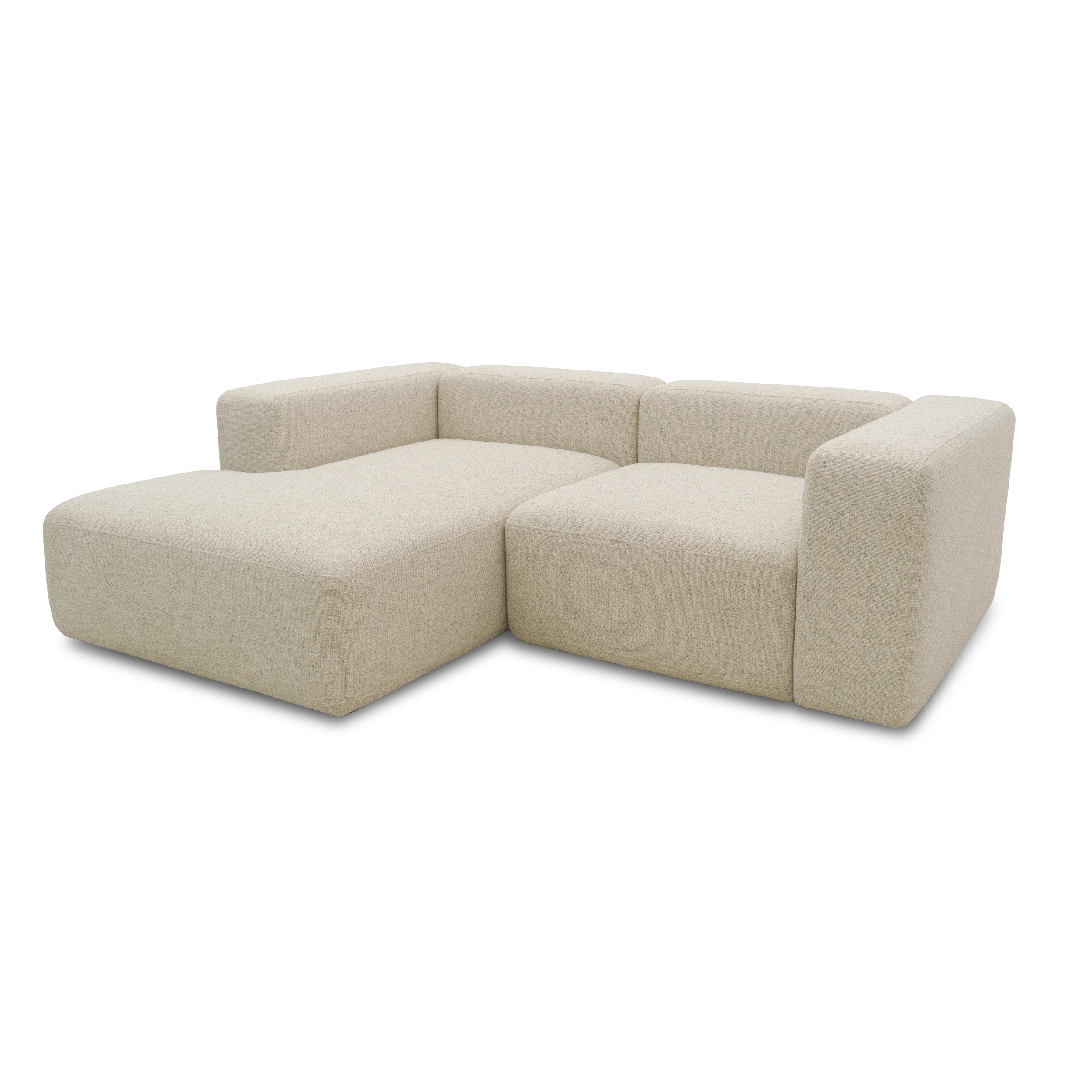 Ecksofa klein, Longchair links, Beige-Petrol