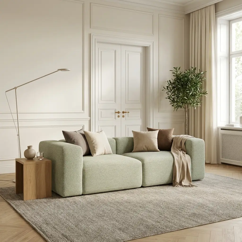 2-Sitzer Sofa, haustierfreundlich, Creme-Grün