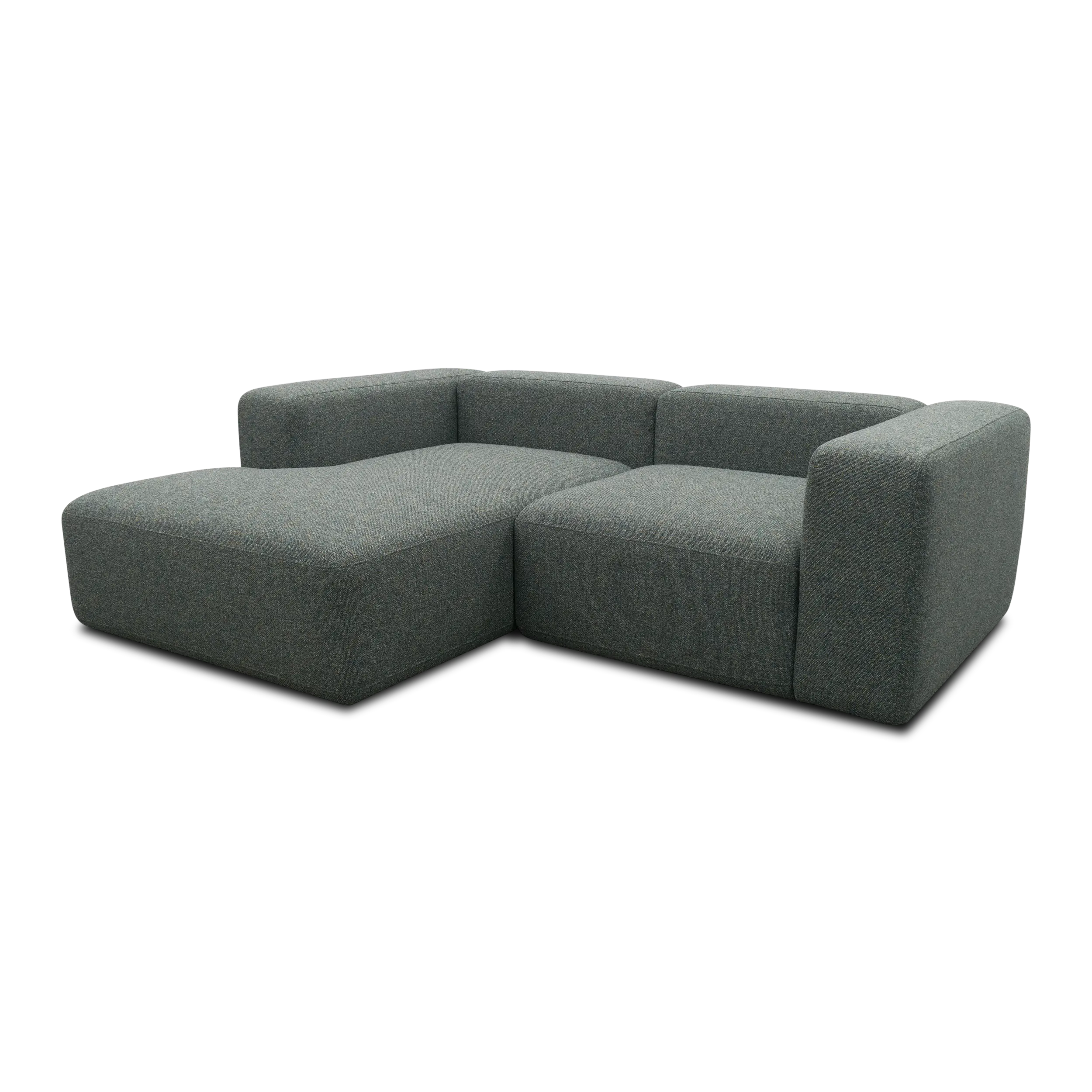 Ecksofa klein, Longchair links, Blaugrau