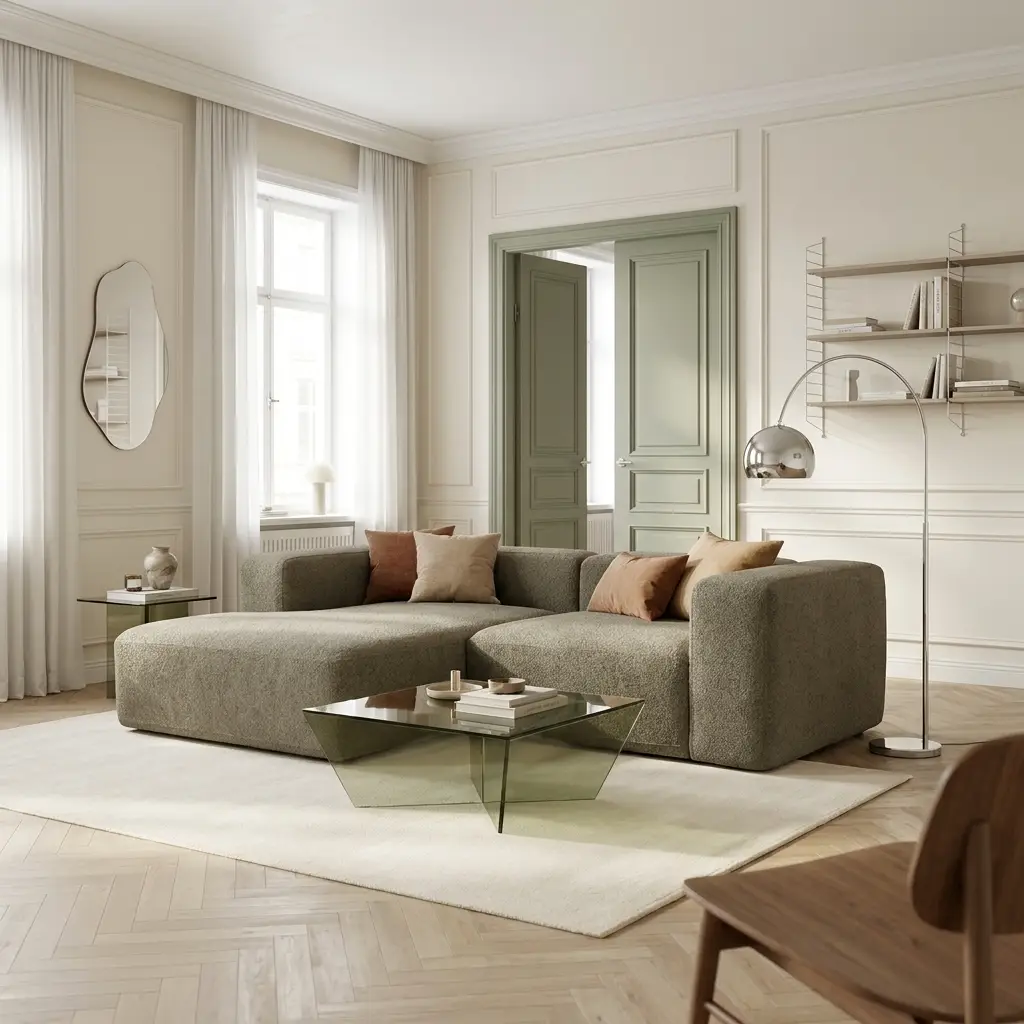 Ecksofa klein, Longchair links, Grün