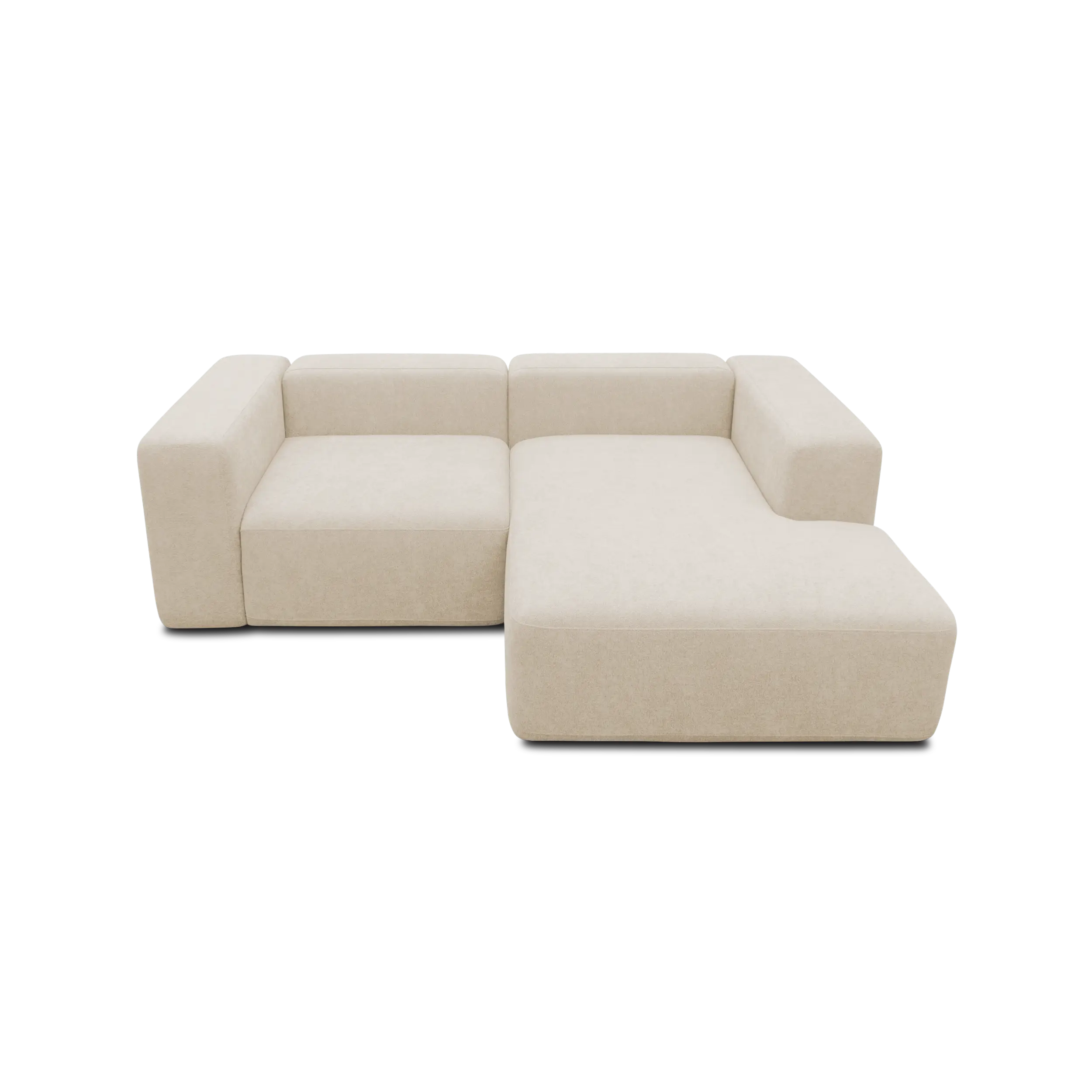 Ecksofa klein, Longchair rechts, Beige