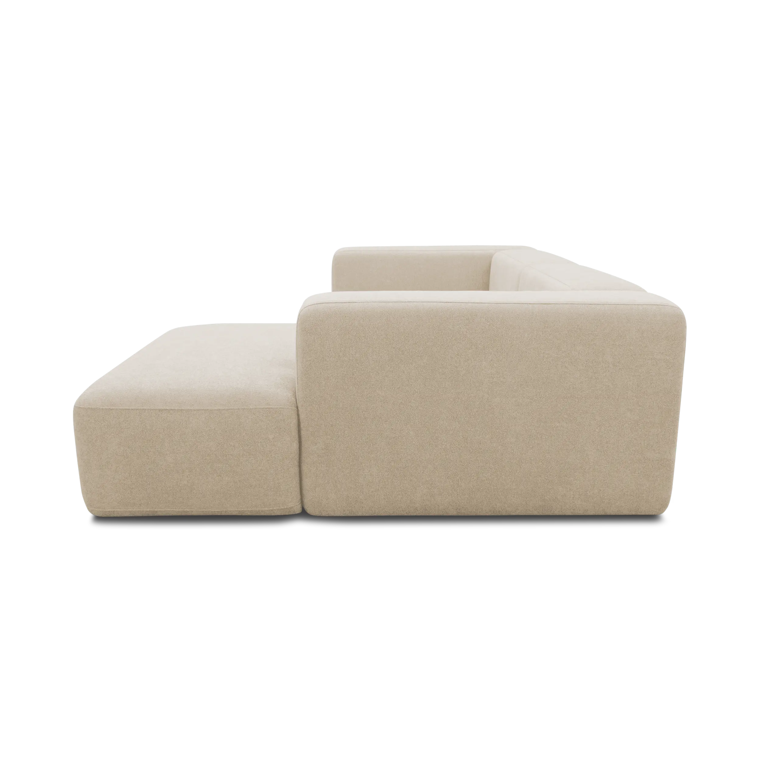 Ecksofa klein, Longchair rechts, Beige