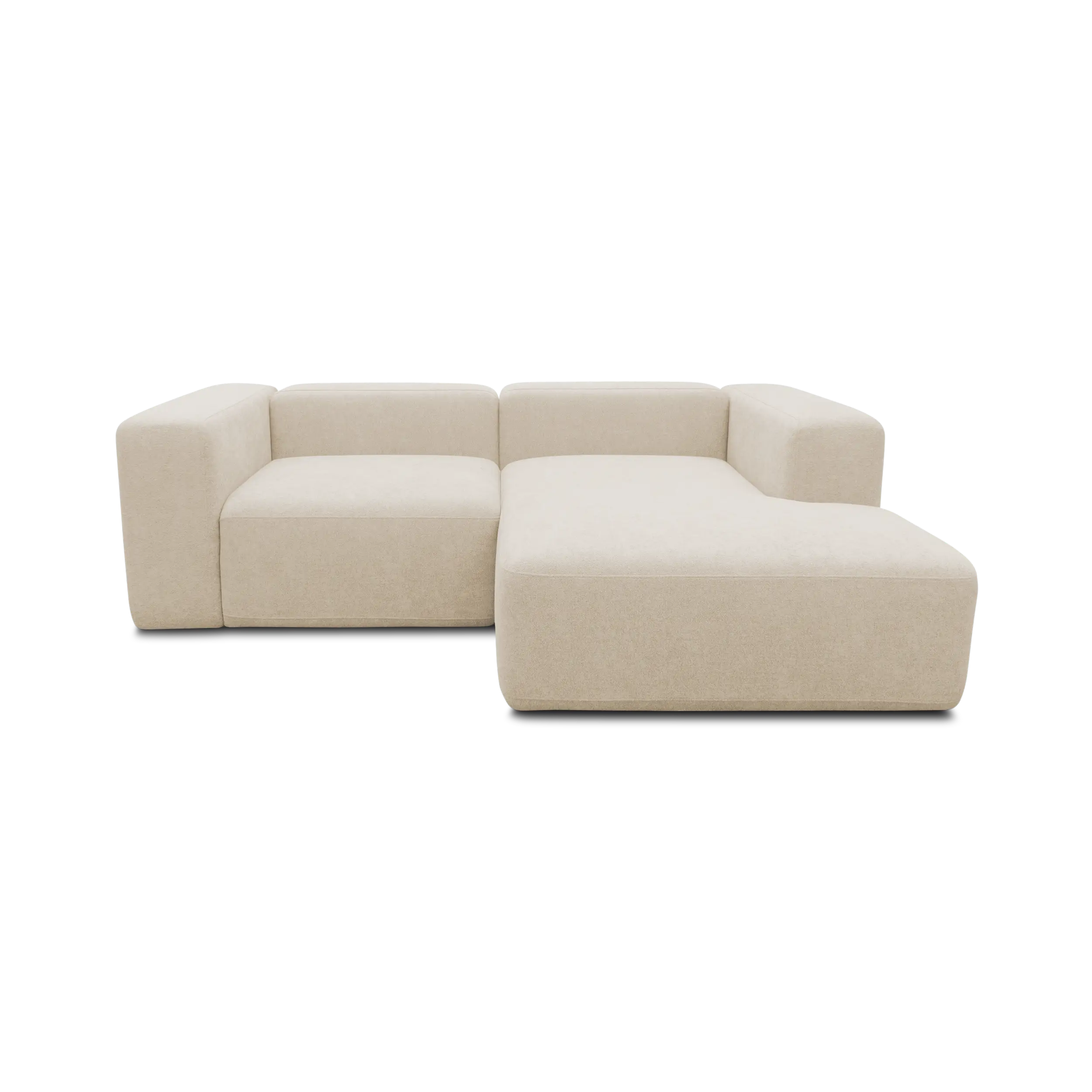 Ecksofa klein, Longchair rechts, Beige