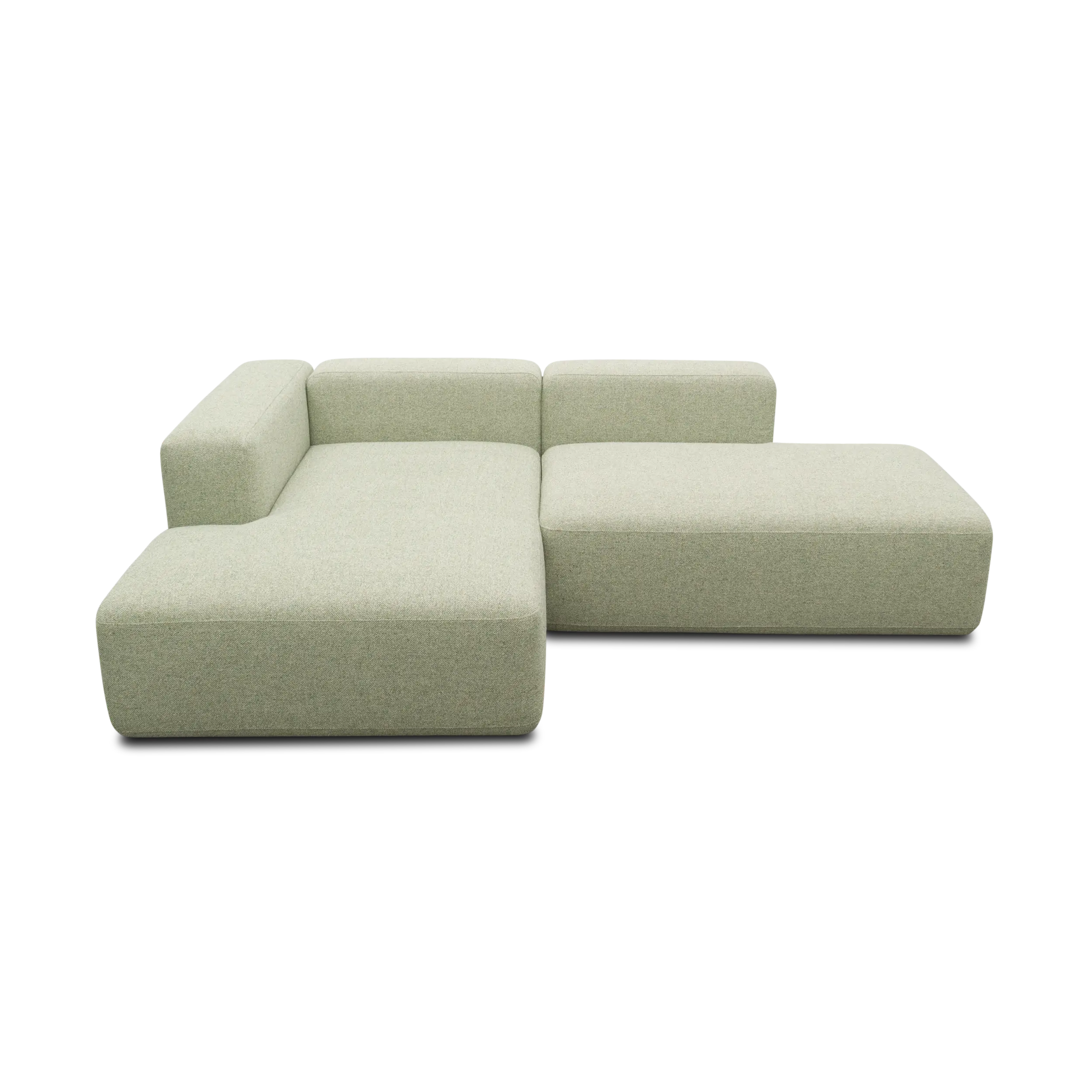 Ecksofa klein, offen, Creme-Grün