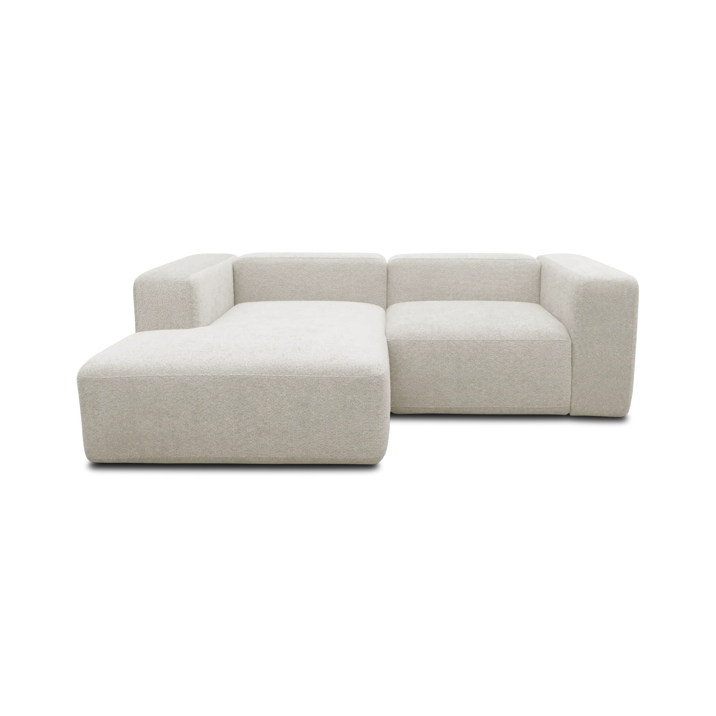 Ecksofa klein, Longchair links, Creme