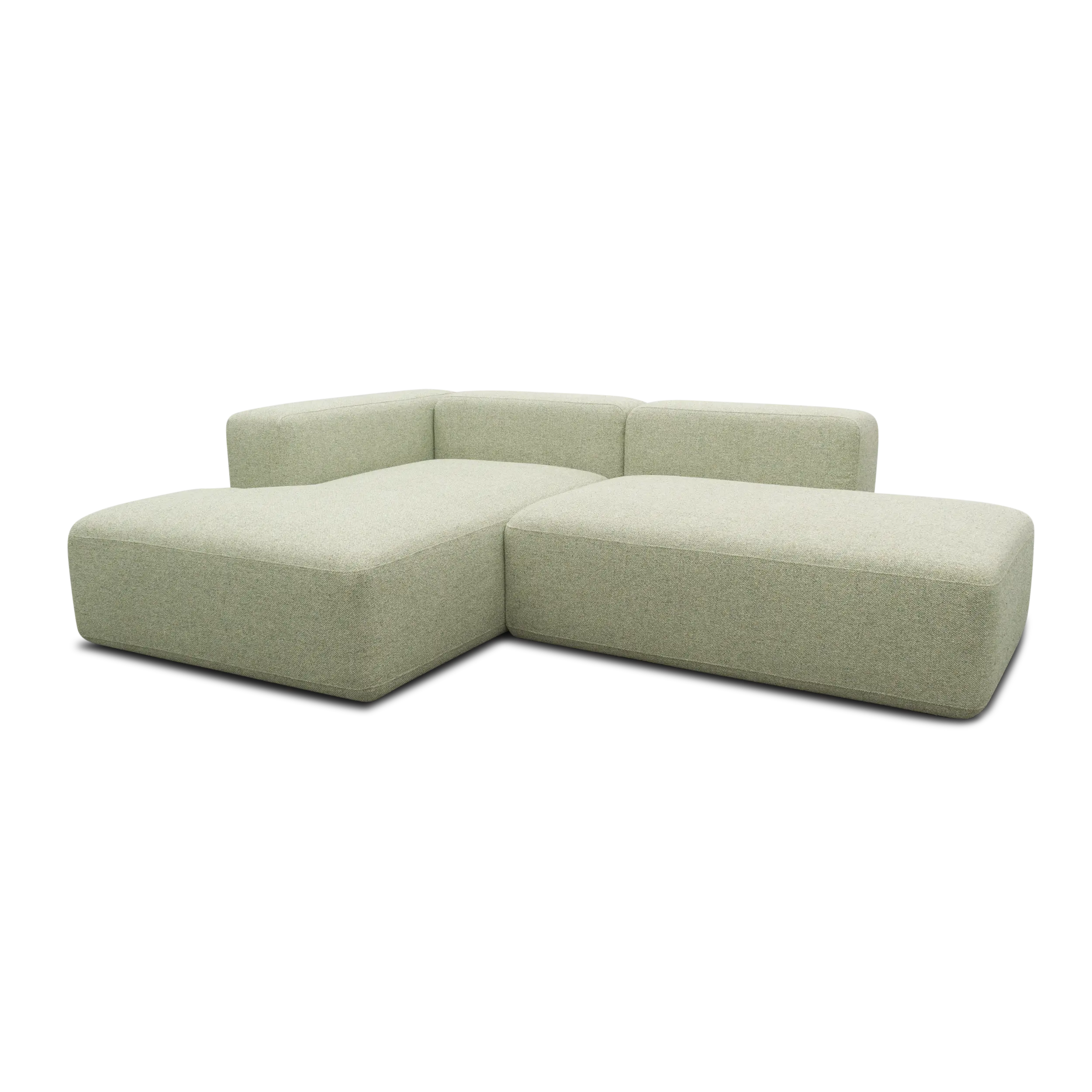 Ecksofa klein, offen, Creme-Grün