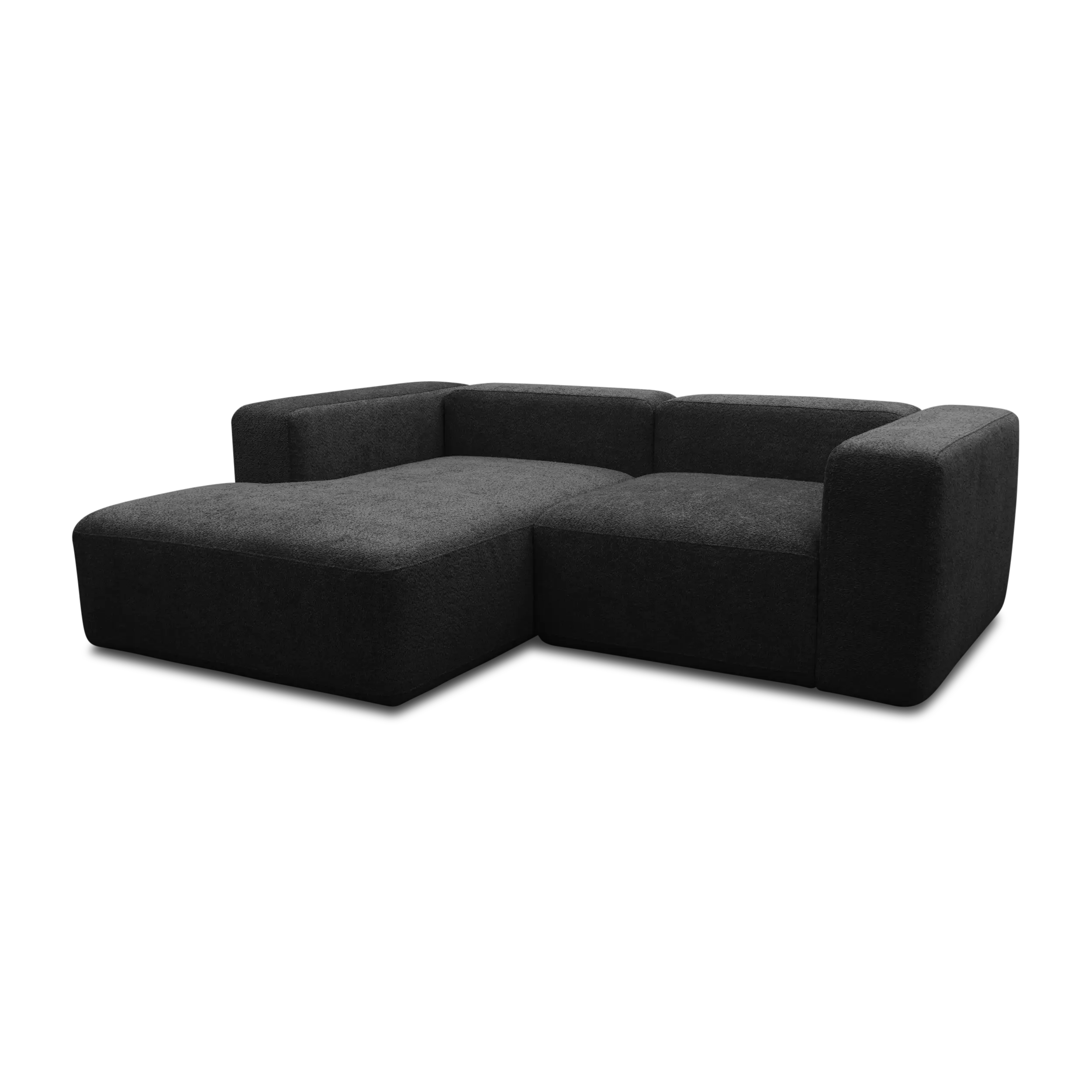 Ecksofa klein, Longchair links, Black