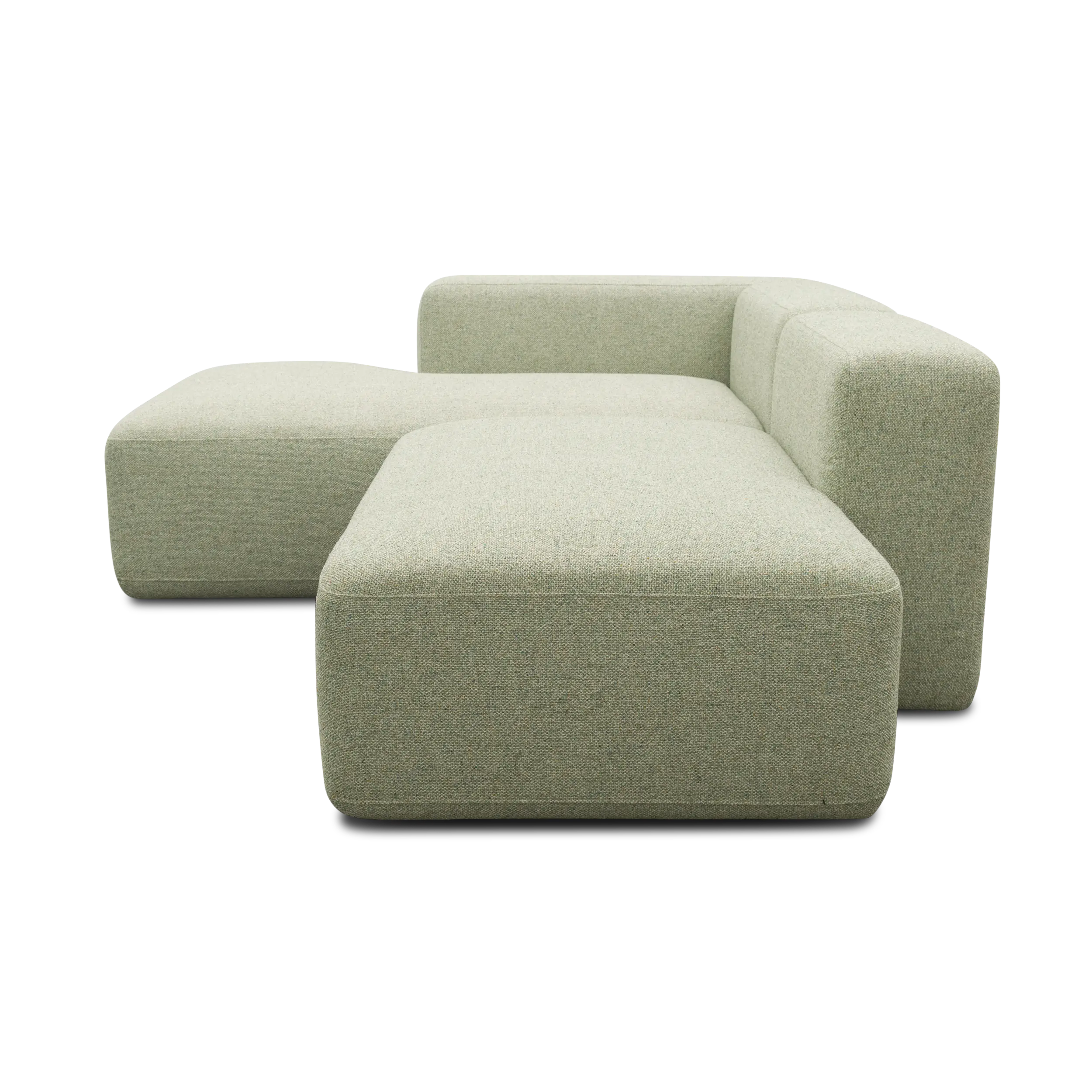 Ecksofa klein, offen, Creme-Grün