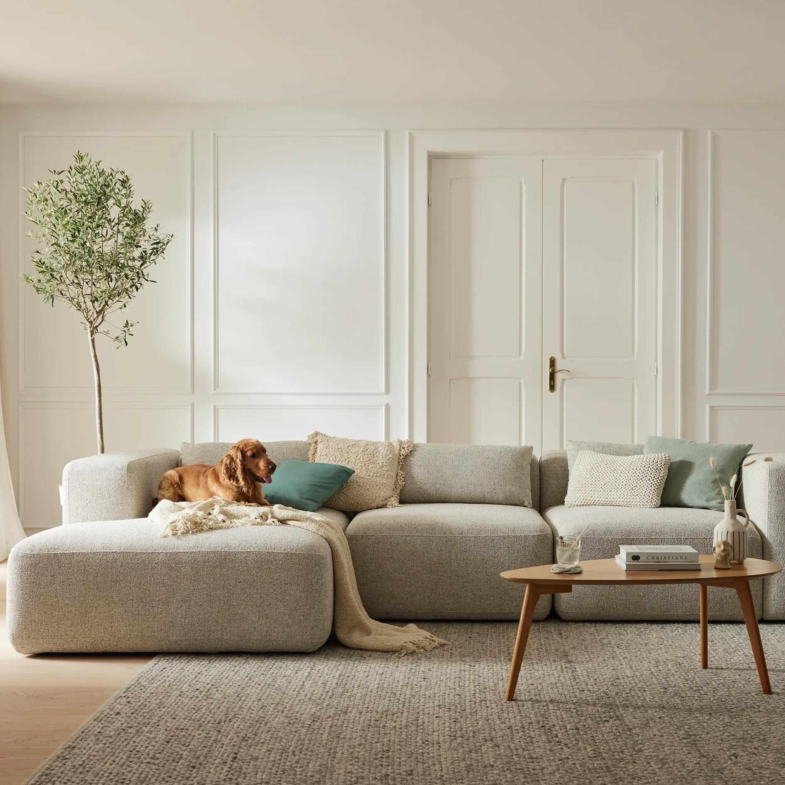2-Sitzer Sofa, Beige-Petrol