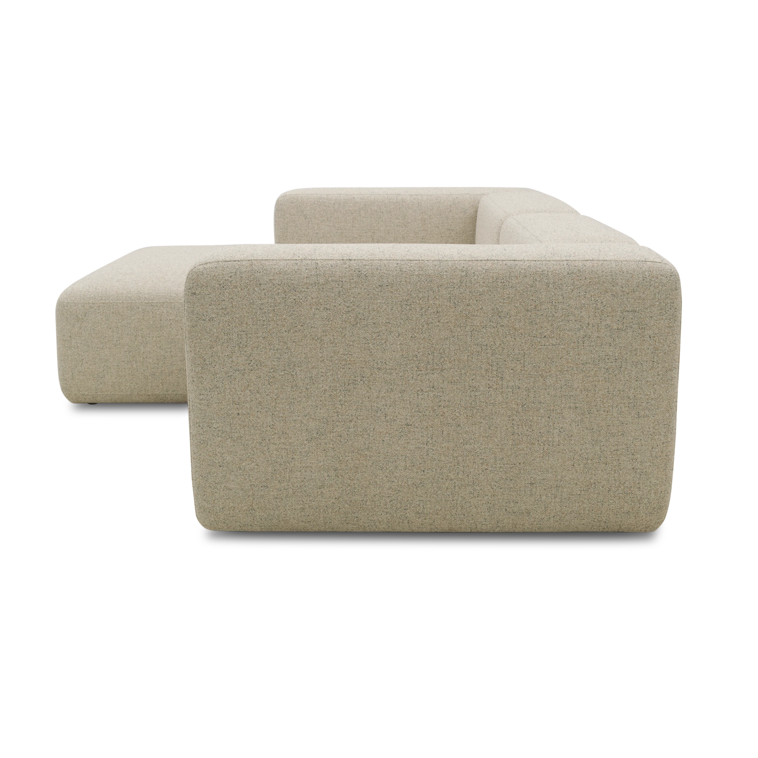Ecksofa klein, Longchair links, Beige-Petrol