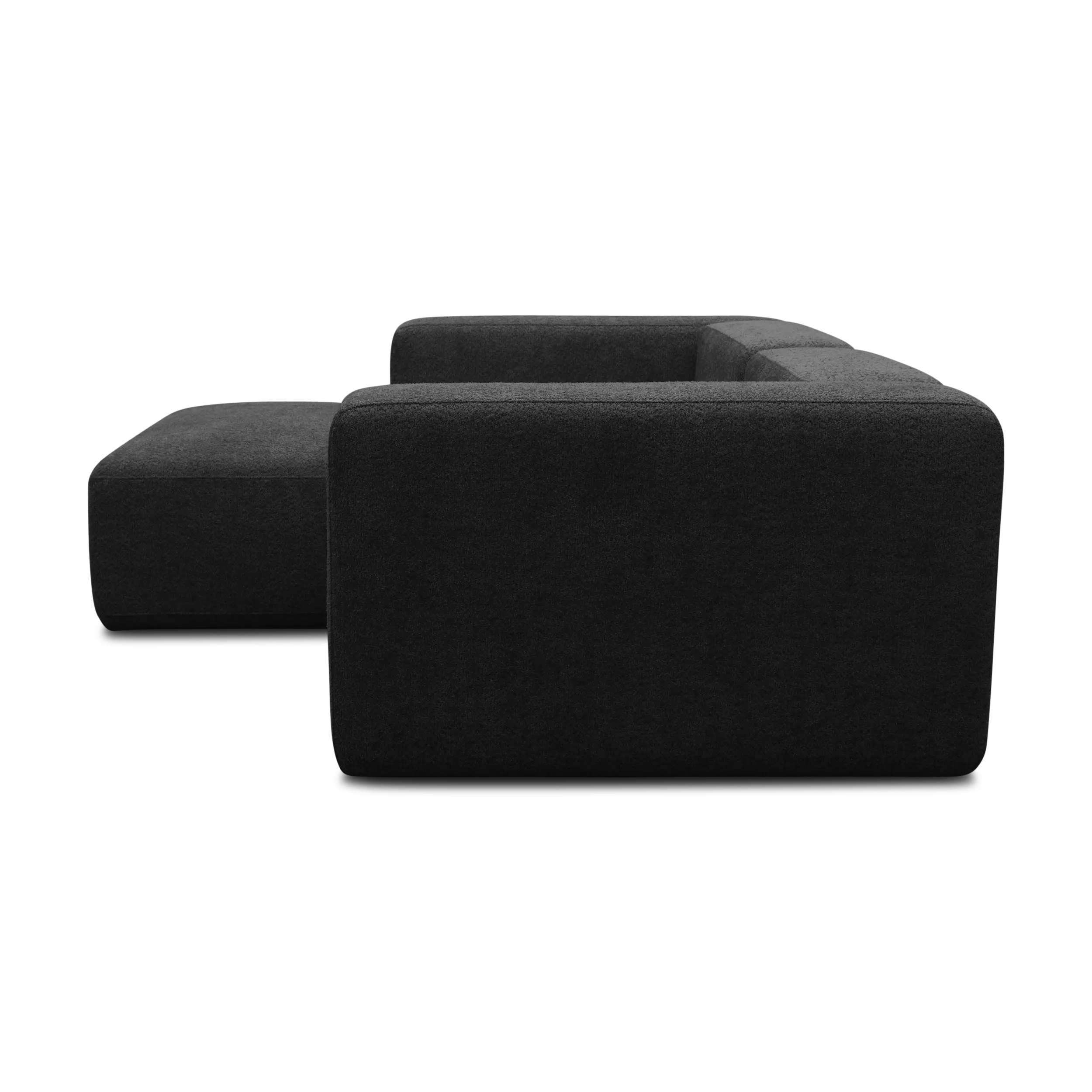 Ecksofa klein, Longchair links, Black