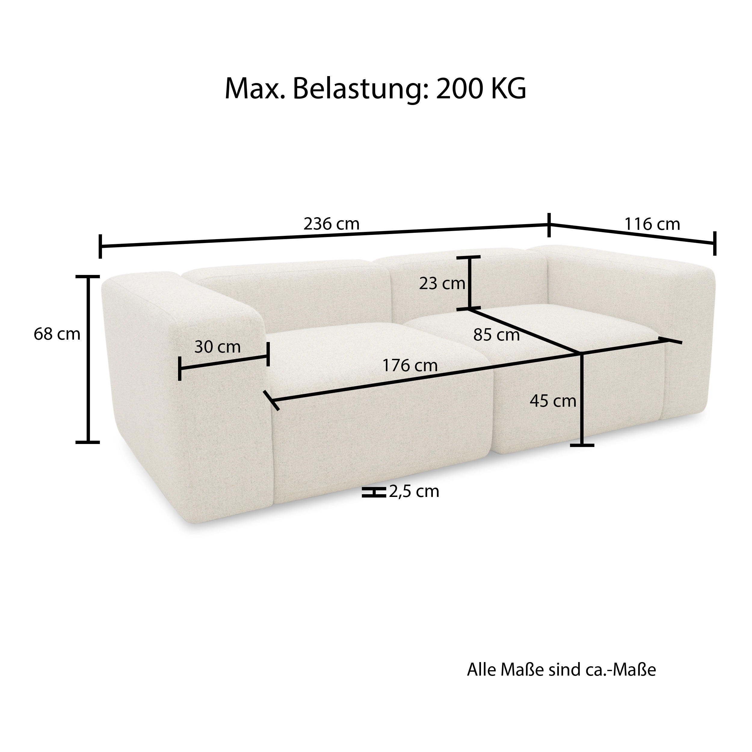 2-Sitzer Sofa, Beige-Petrol
