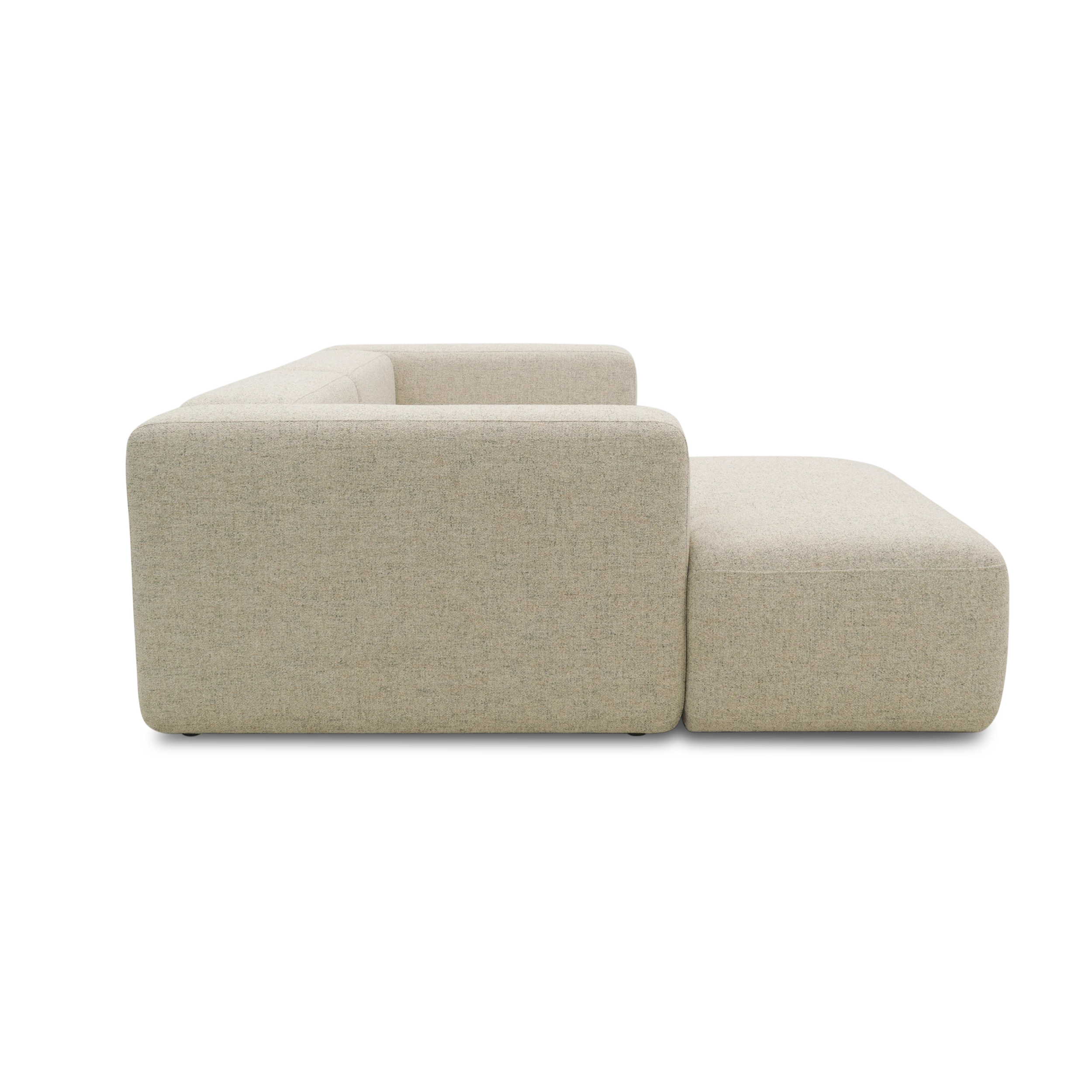 Ecksofa klein, Longchair links, Beige-Petrol