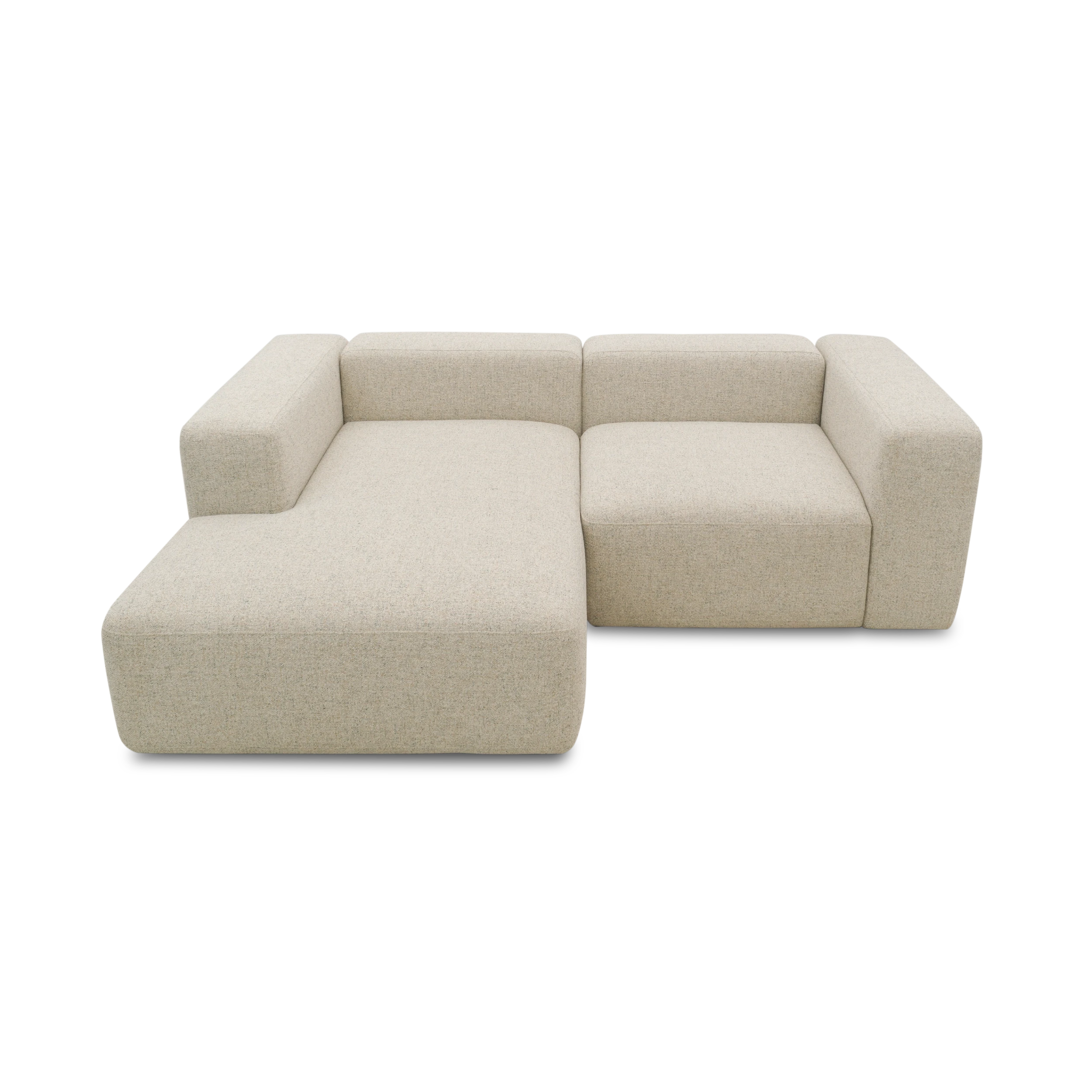 Ecksofa klein, Longchair links, Beige-Petrol